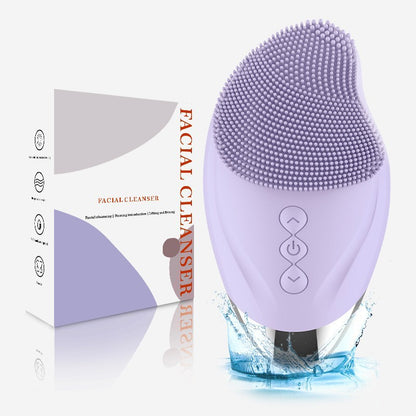 USB Rechargeable Ultrasonic Facial Cleanser with Silicone Brush